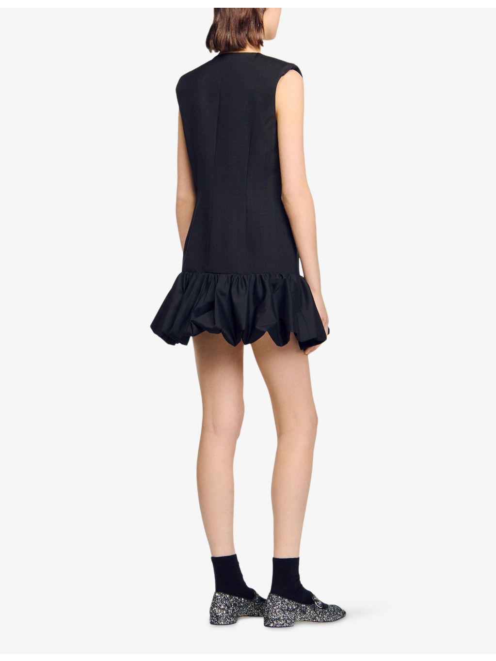 Ruffle-Hem Button-Down Sleeveless Cotton Mini Dress - 4
