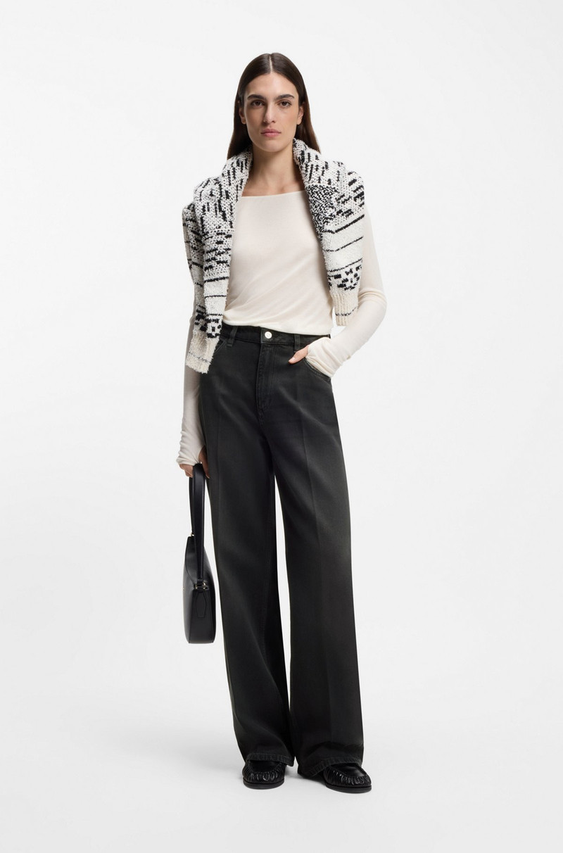 BOSS GREY BOYFRIEND-FIT JEANS IN RIGID DENIM outlook