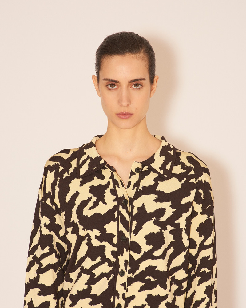 AADA - Cropped collared cardigan jacket - Brown/Wax 5