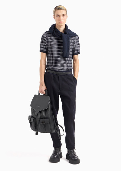 EMPORIO ARMANI Icon virgin-wool crew-neck jumper with two-tone op-art jacquard motif outlook