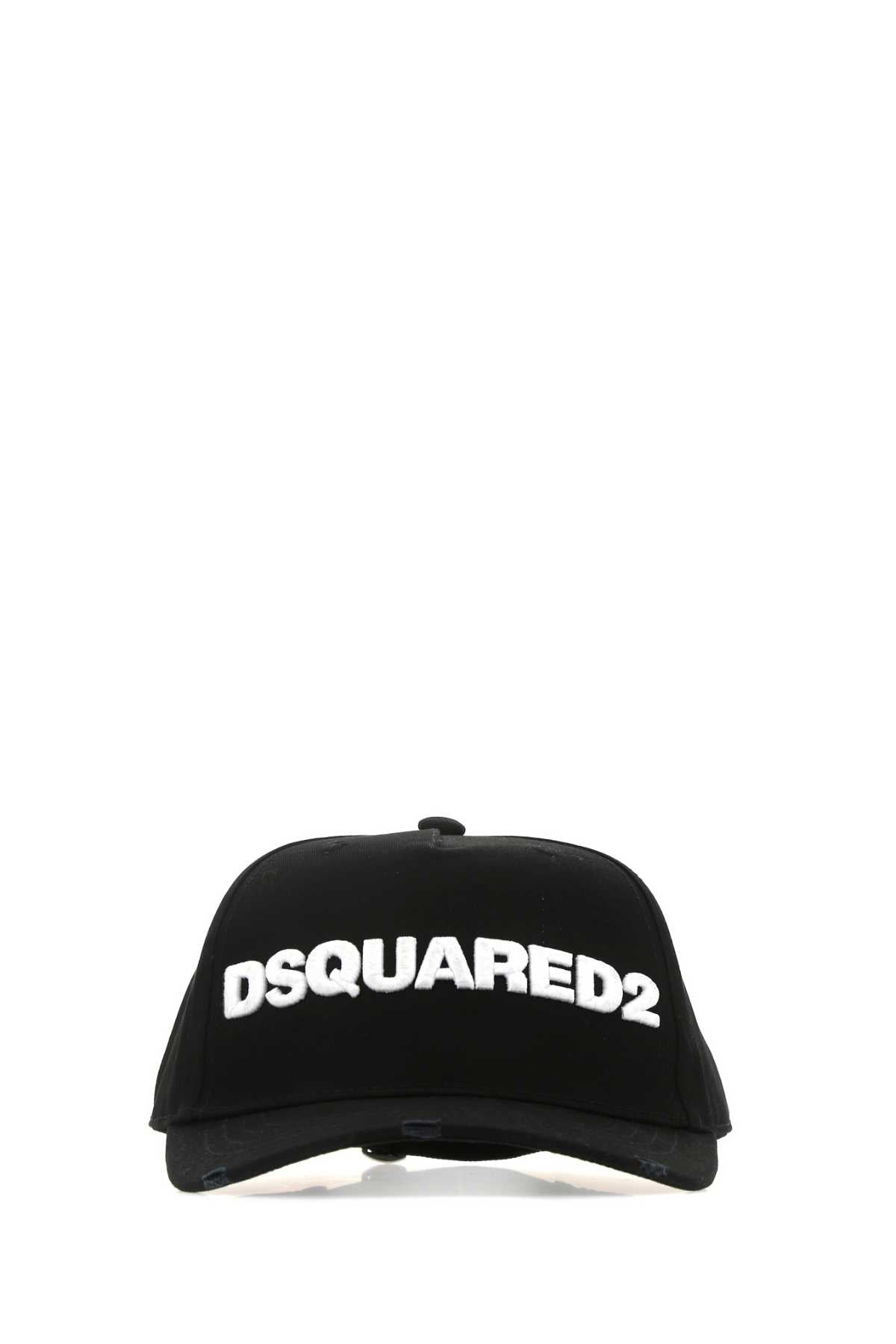 Dsquared Men Black Gabardine Baseball Cap - 1