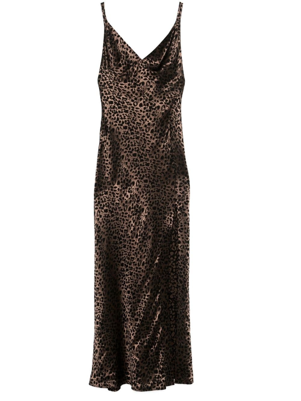 leopard jacquard slip dress - 1