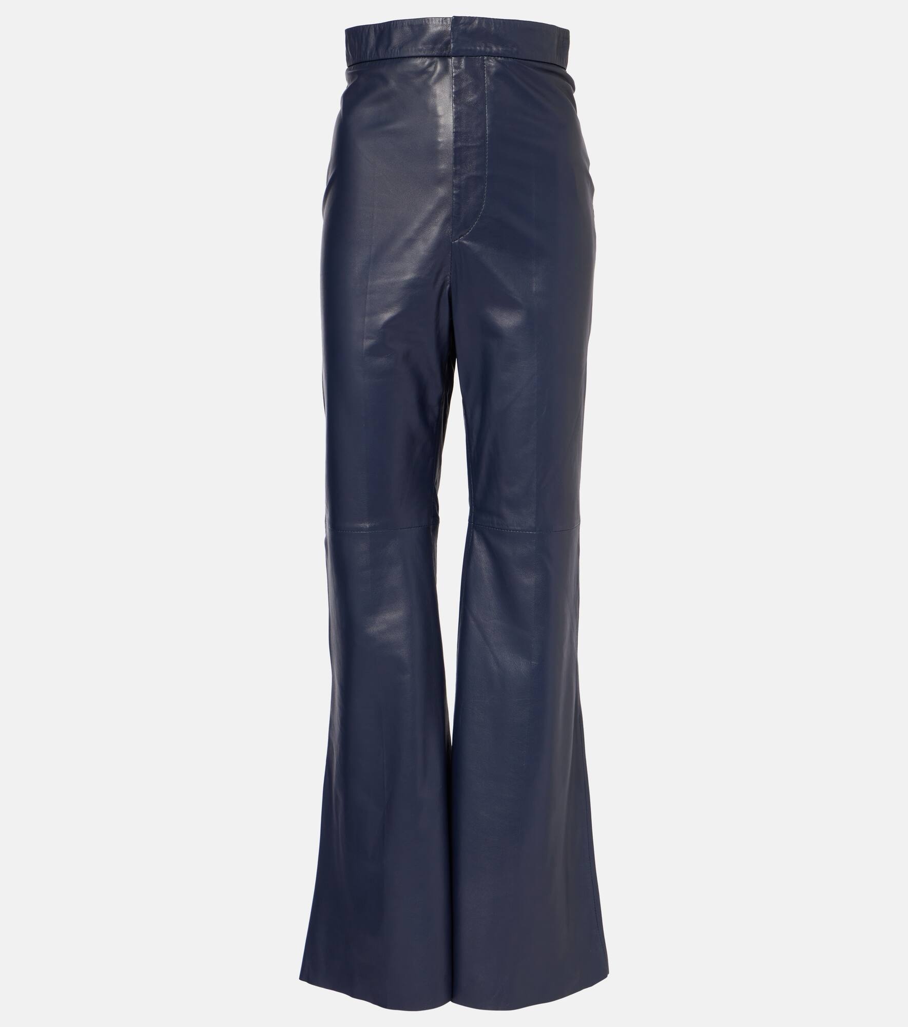 High-rise leather flared pants - 1