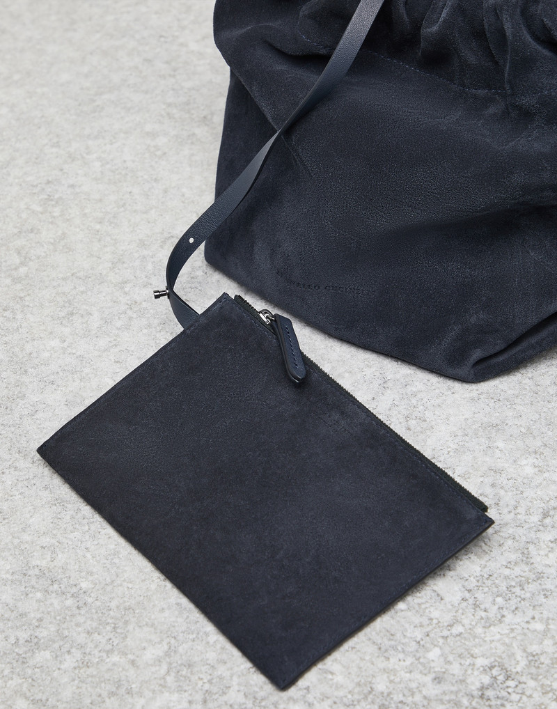 Suede bucket bag with Precious handle 5