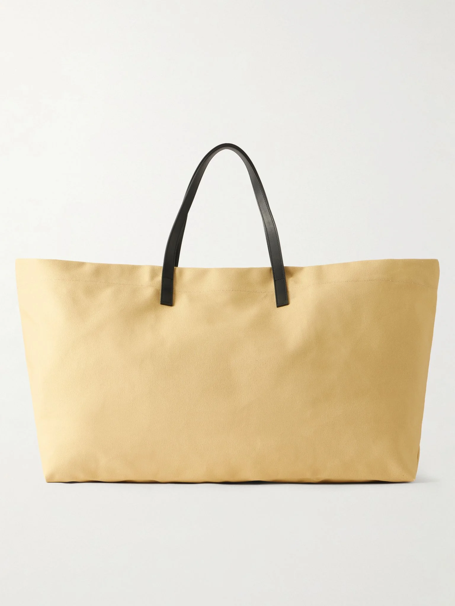 Cottage leather-trimmed canvas tote Beige - 1