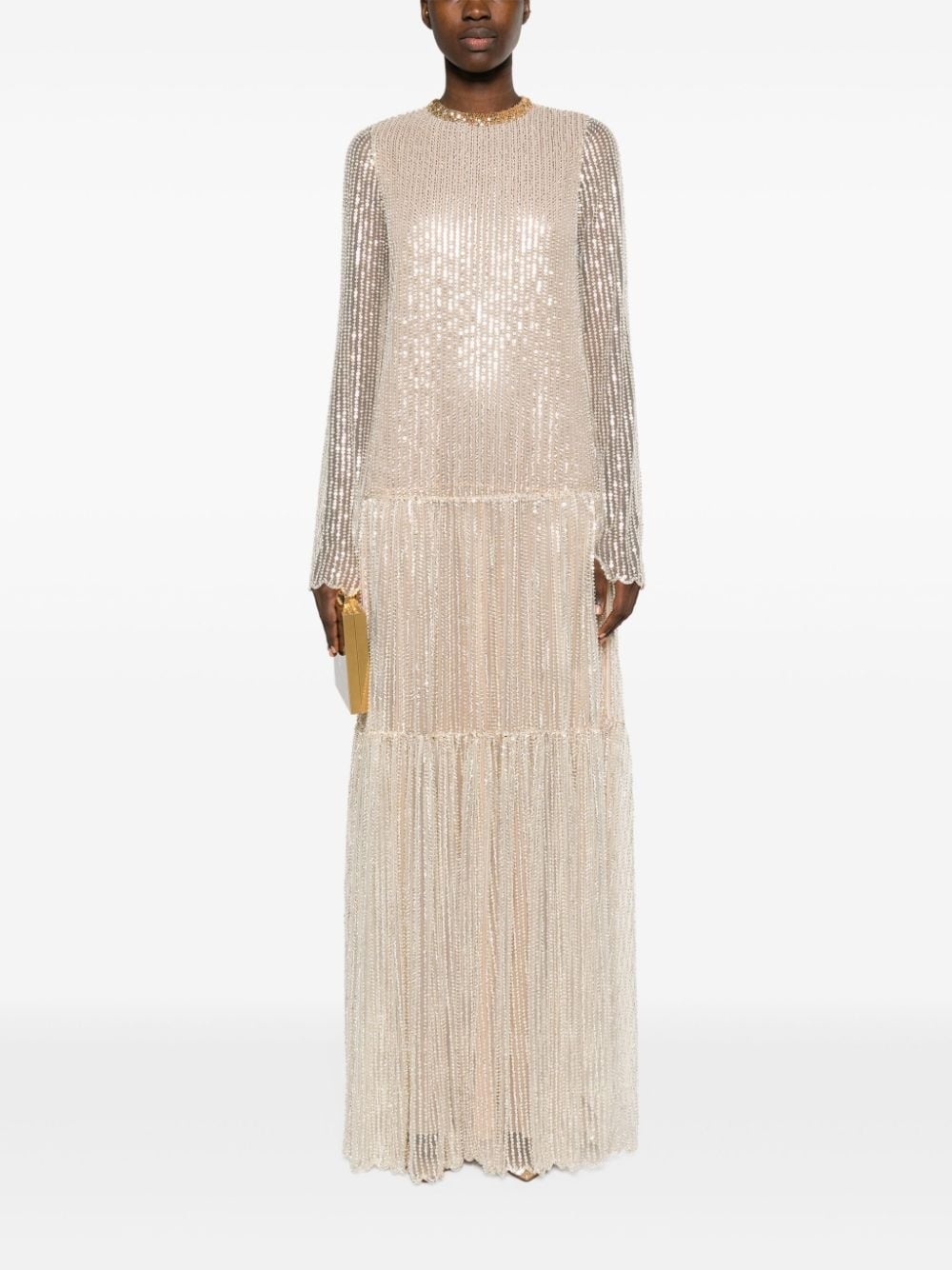 tiered sequinned gown - 2