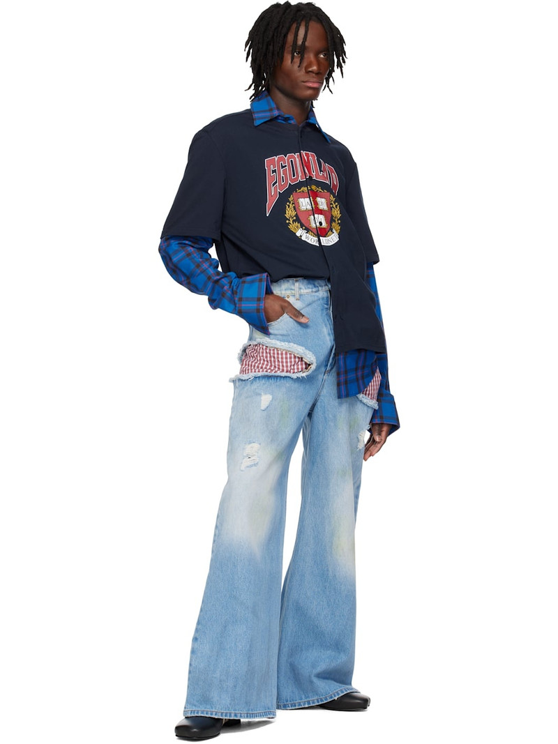 EGONLAB SSENSE Exclusive Blue Openwork Jeans outlook
