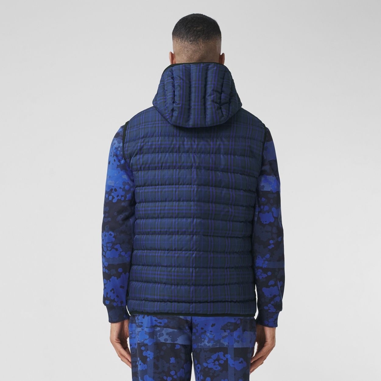 Check Nylon Hooded Puffer Gilet - 4