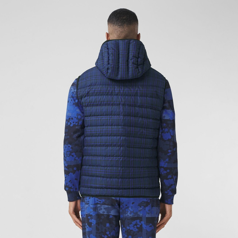 Check Nylon Hooded Puffer Gilet 4