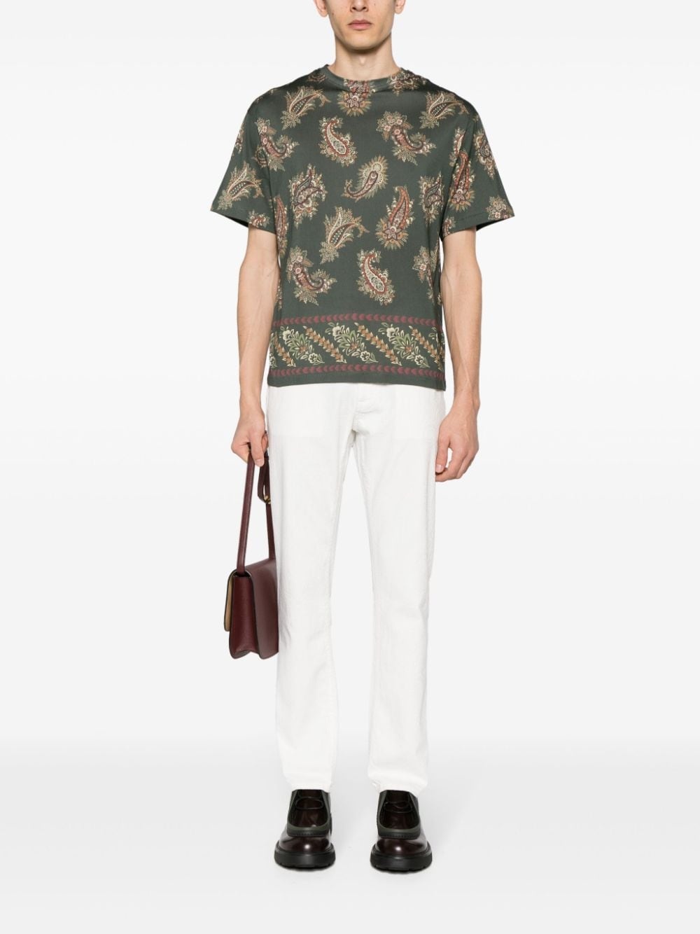 paisley-jacquard straight-leg jeans - 2