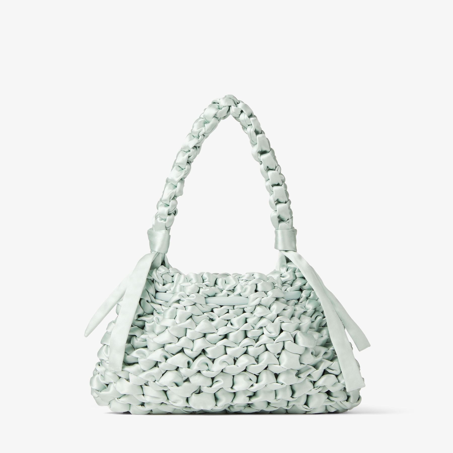 Cinch S
Light Verde Woven Satin Shoulder Bag - 6