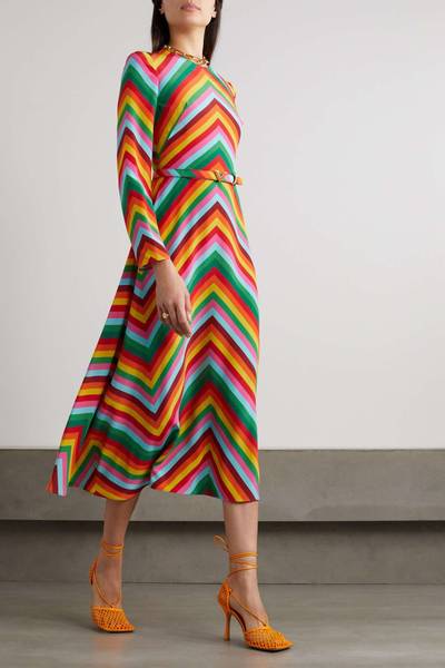 Valentino Belted striped silk crepe de chine midi dress outlook