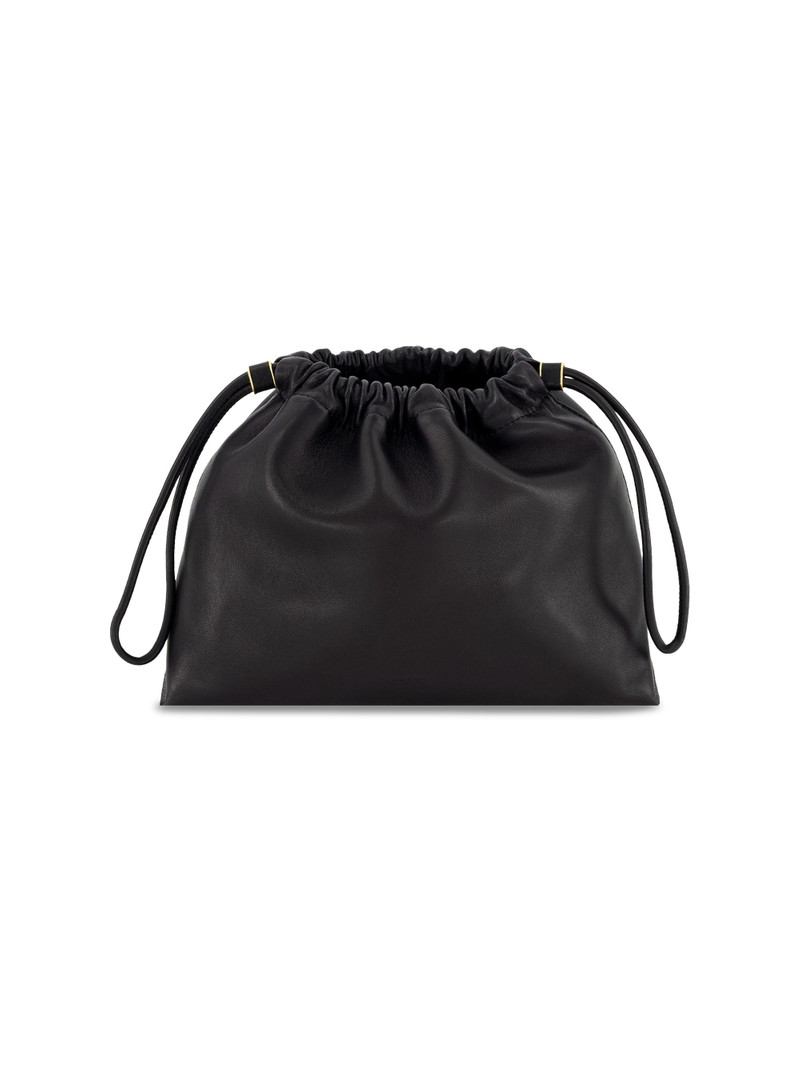 Women's Sarai Leather Drawstring Crossbody Bag - Black 1