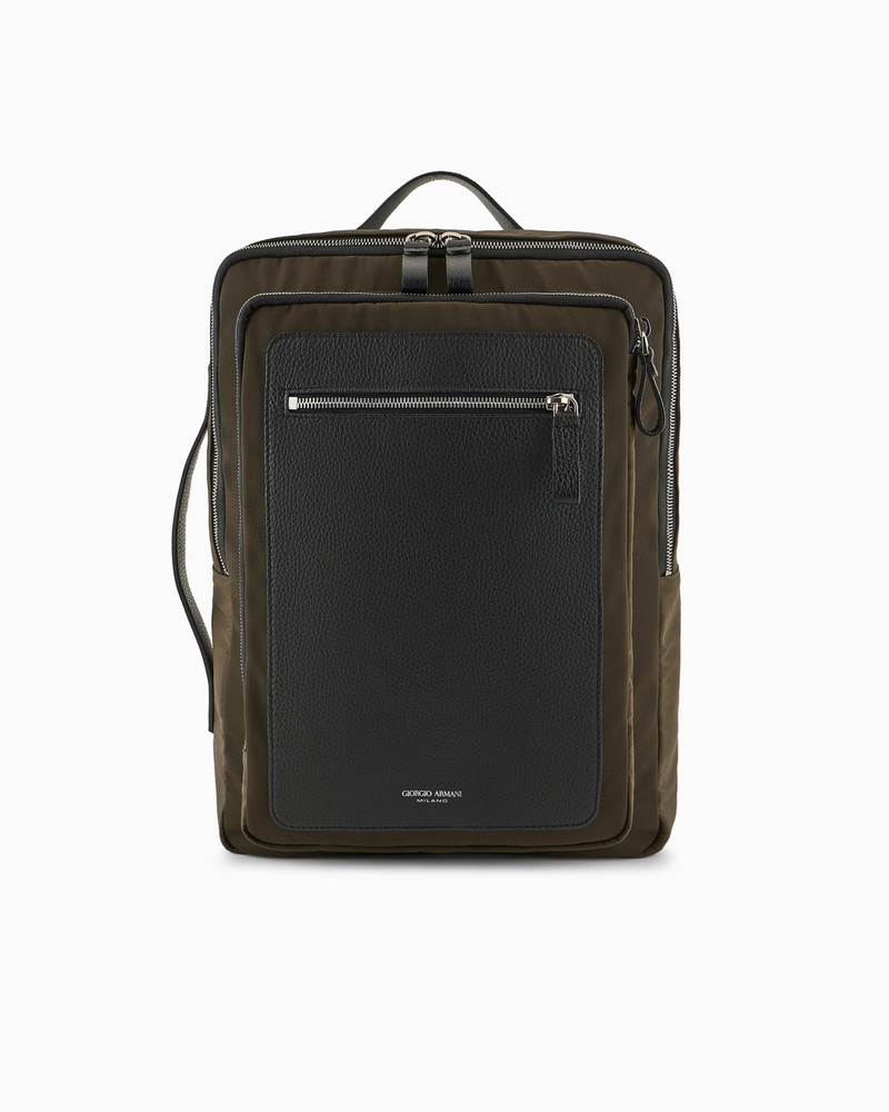 ASV NYLON AND PEBBLED-LEATHER BACKPACK 1