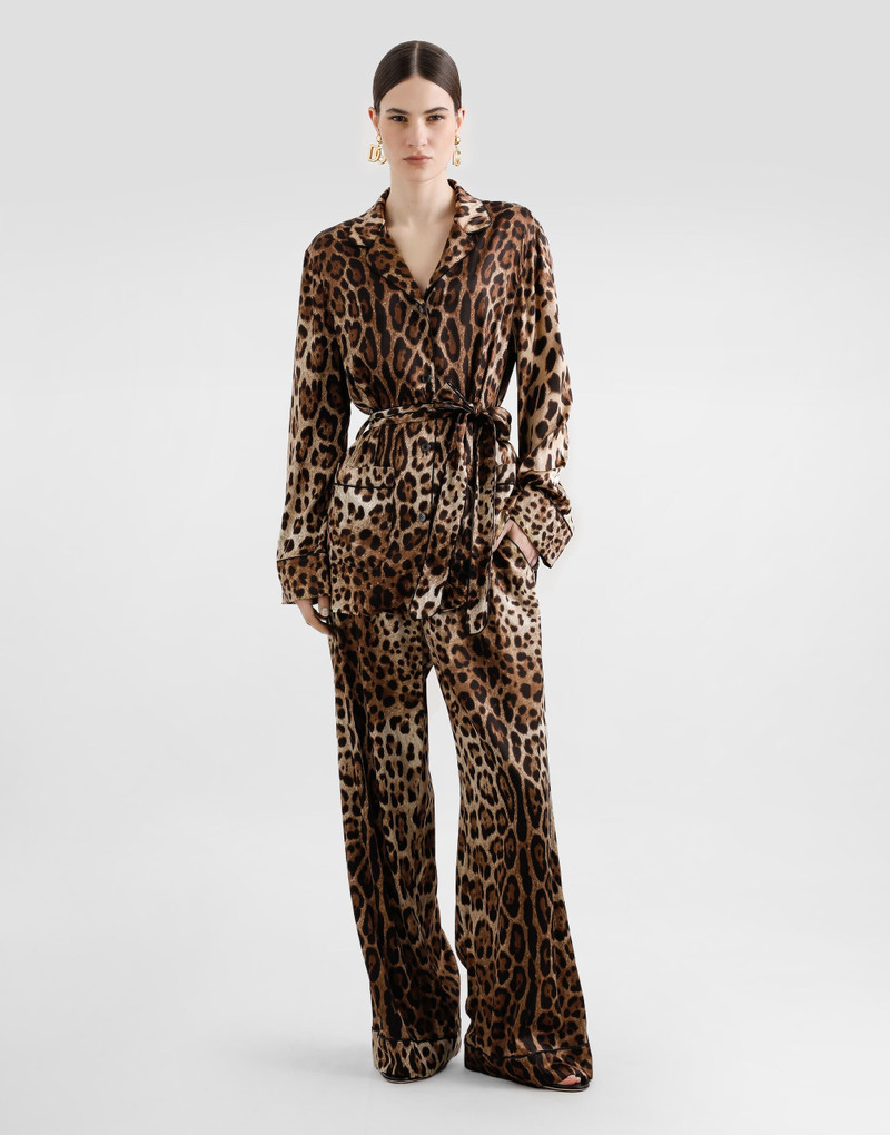 Dolce & Gabbana Leopard-print satin pajama pants outlook