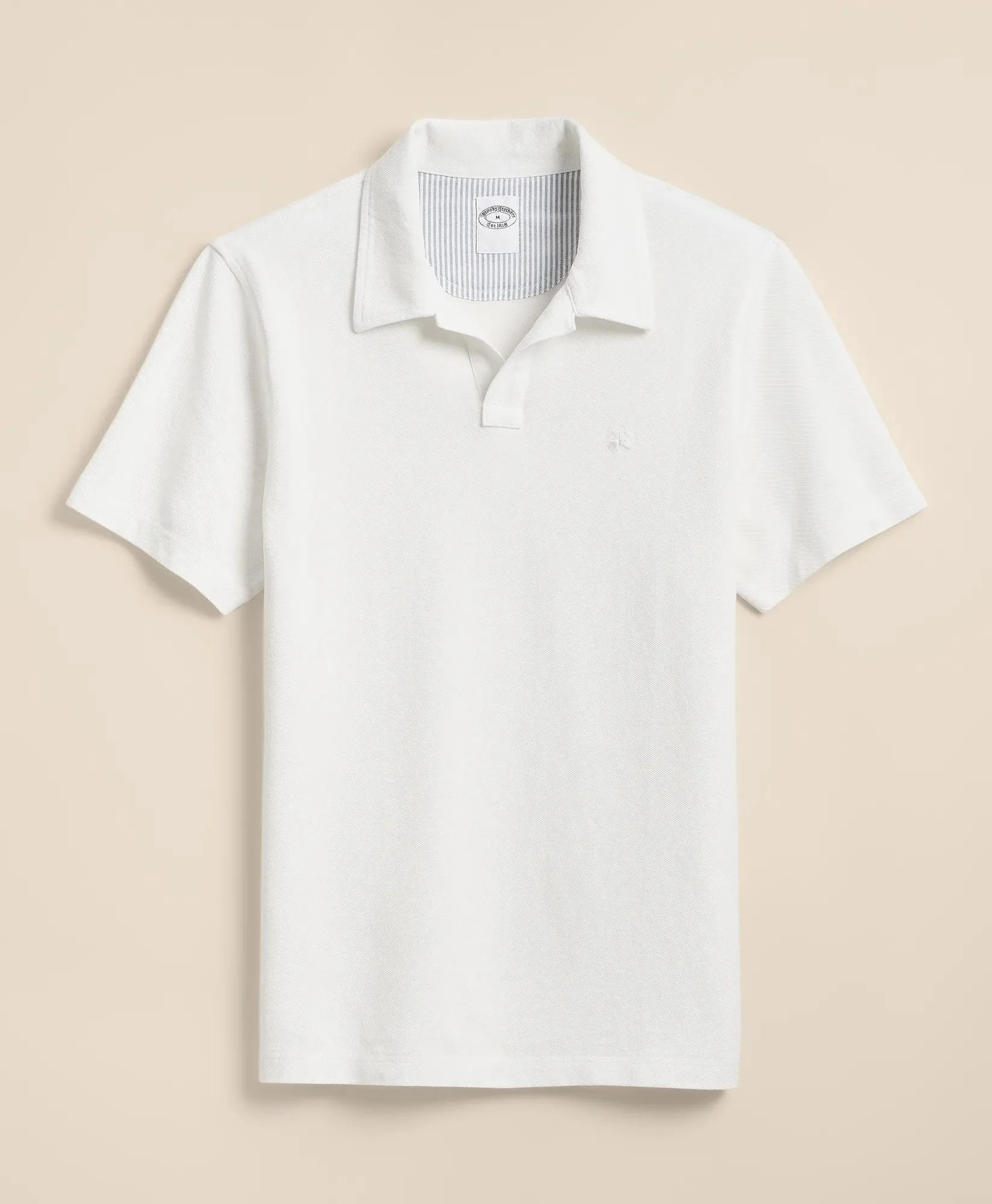 Cotton Pique Garment-Dyed Johnny Collar Polo Shirt - 1