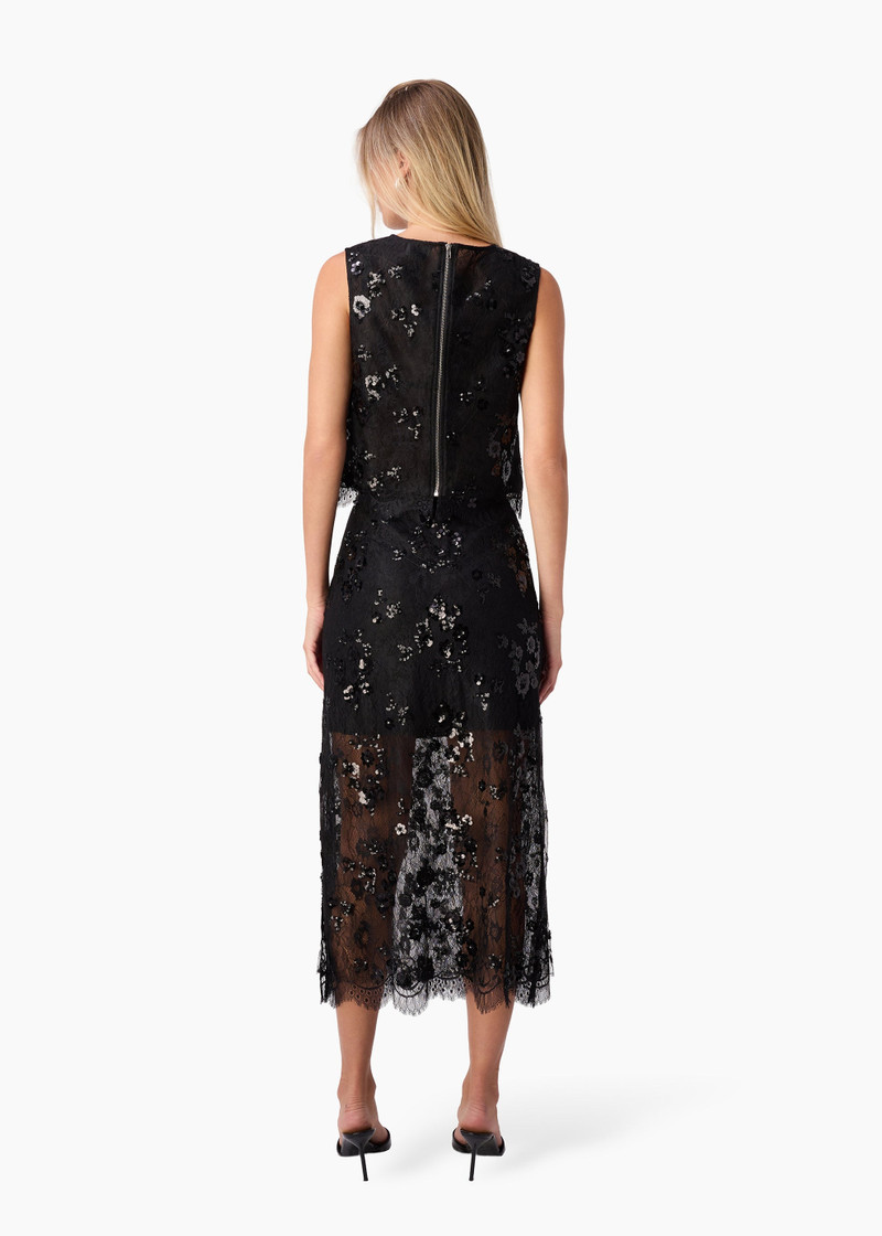 ARACELY SEQUIN LACE CROPPED TOP BLACK 4
