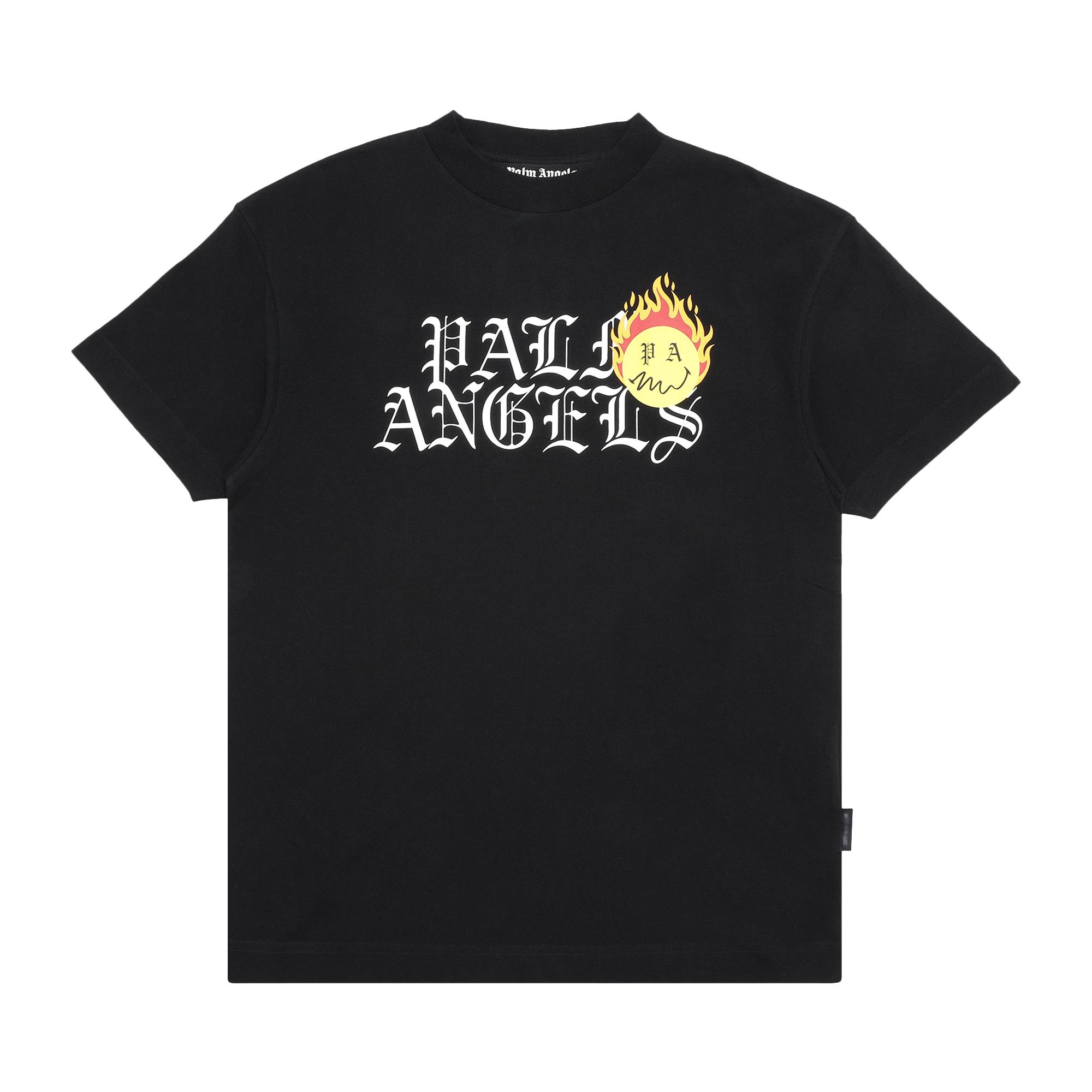 Palm Angels Burning Head Logo Short-Sleeve Tee 'Black/Yellow' - 1