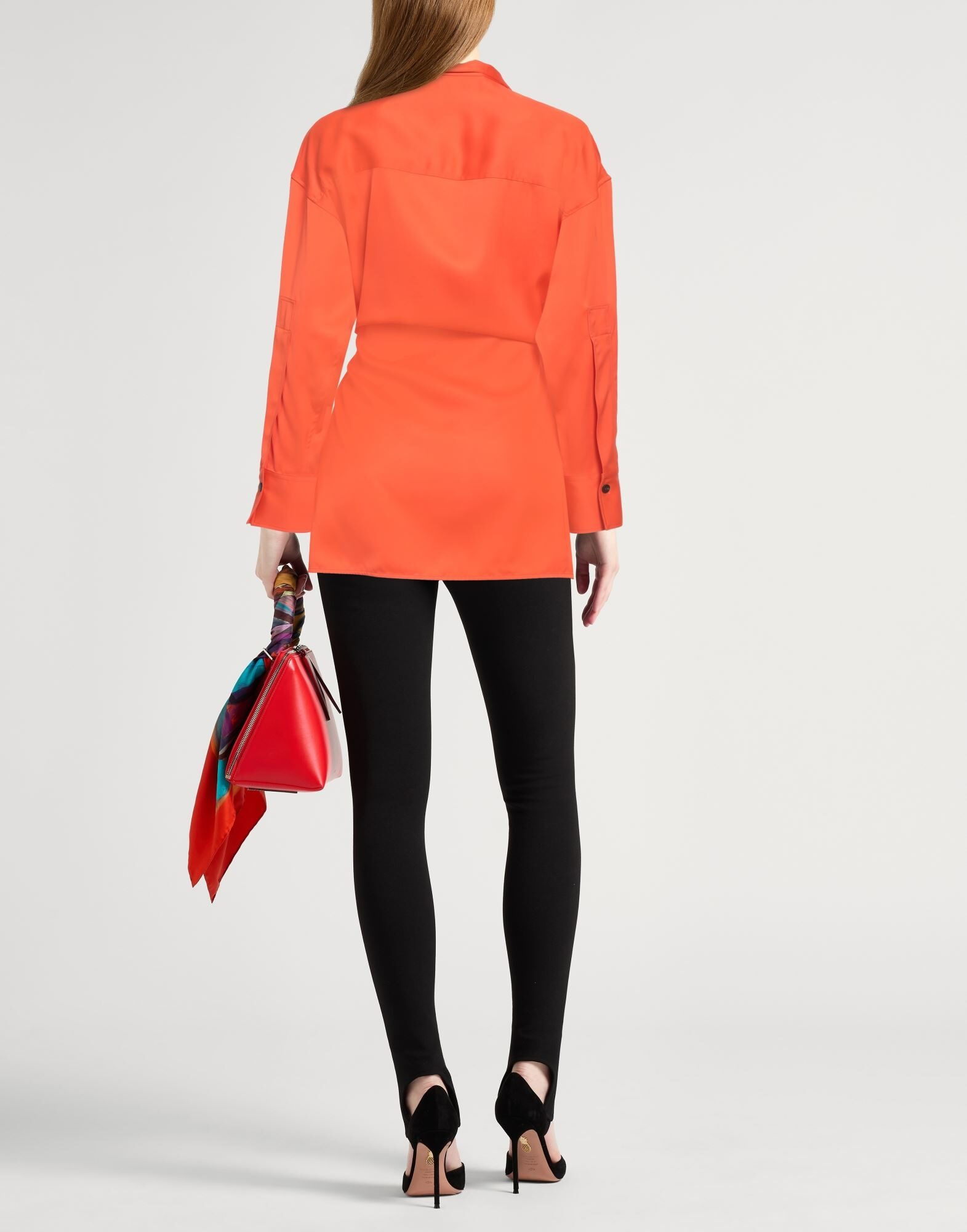 Orange Women's Solid Color Shirts & Blouses - 3