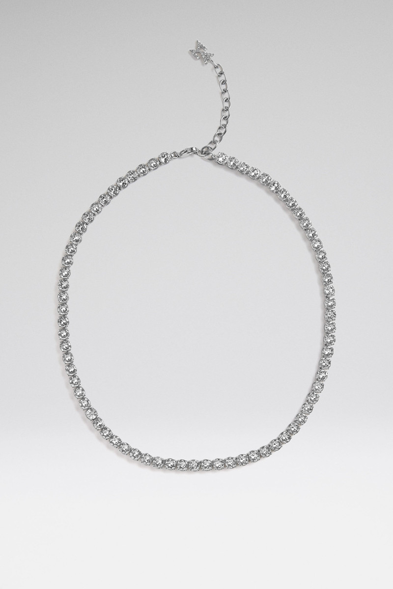 TENNIS NECKLACE WHITE CRYSTALS WITH SILVER BASE 1