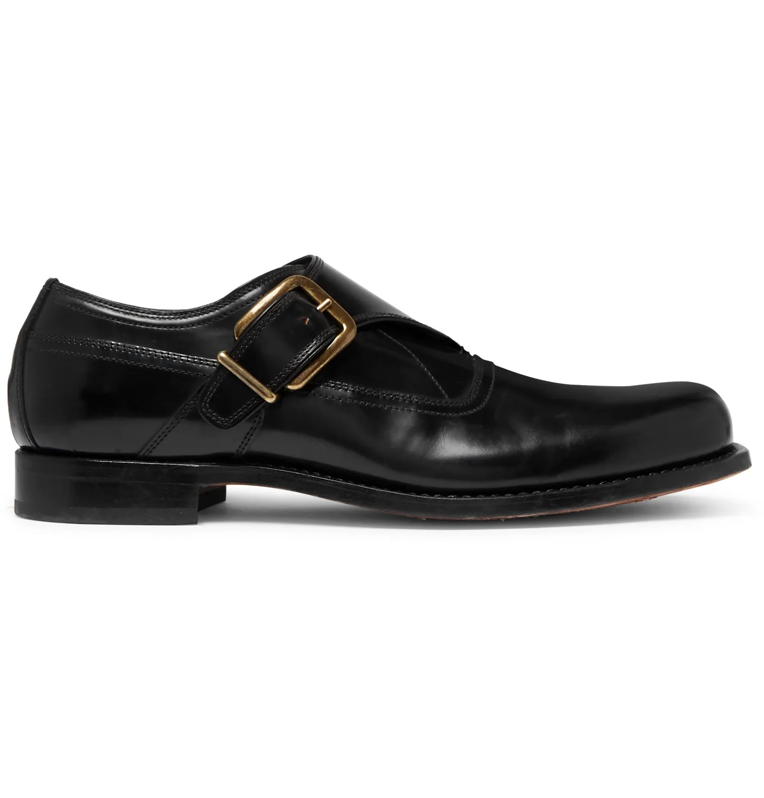 Leather Monk-Strap Derby Shoes - 1