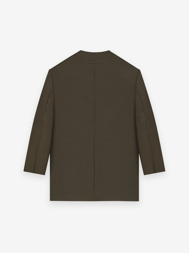 Wool Silk Relaxed Lapelless Blazer 2