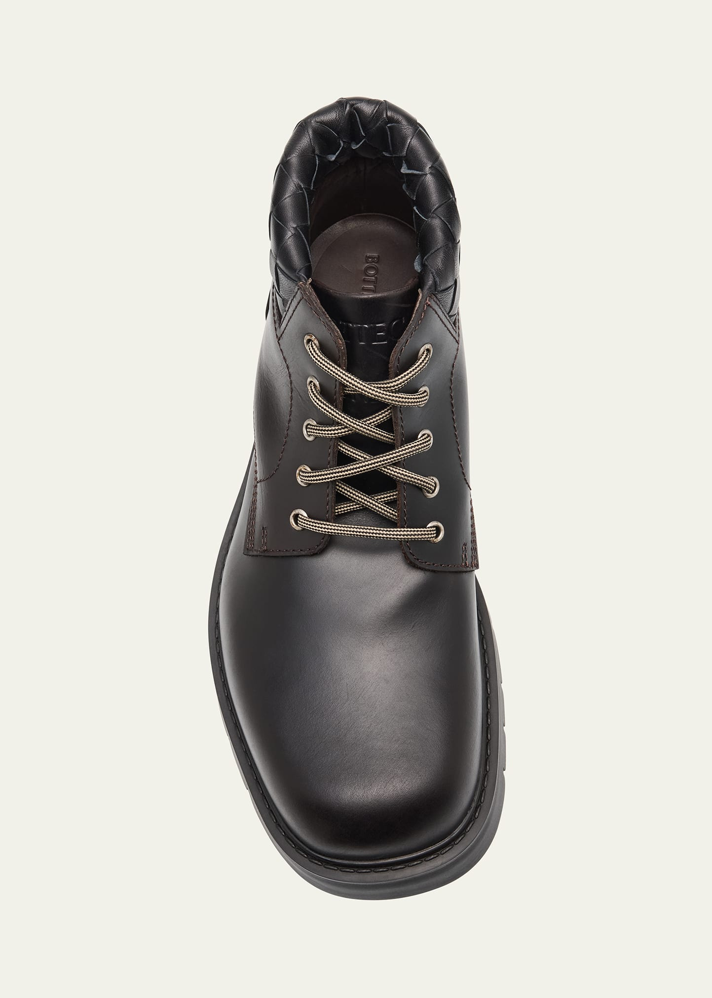 Men's Haddock Intrecciato-Collar Leather Lace-Up Boots - 3