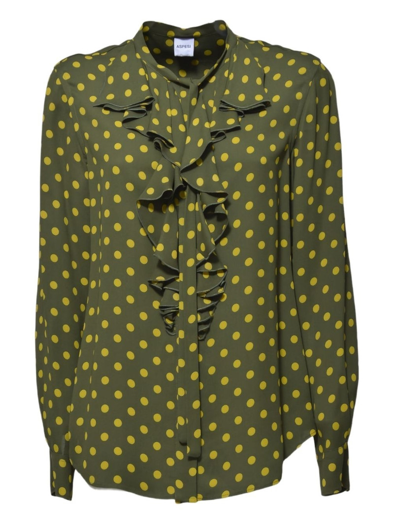 polka dot-print ruffled blouse 1