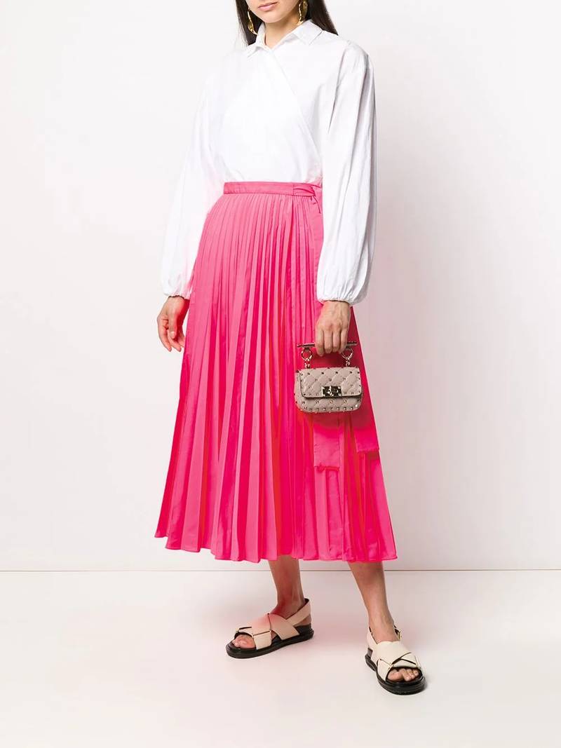 Valentino tied-waist pleated skirt outlook