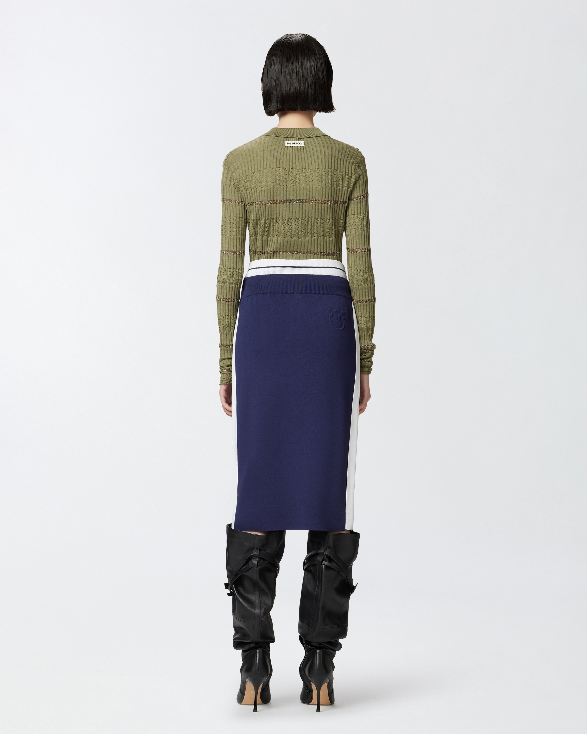 FLEECE PENCIL SKIRT WITH SIDE BAND DETAIL - 4