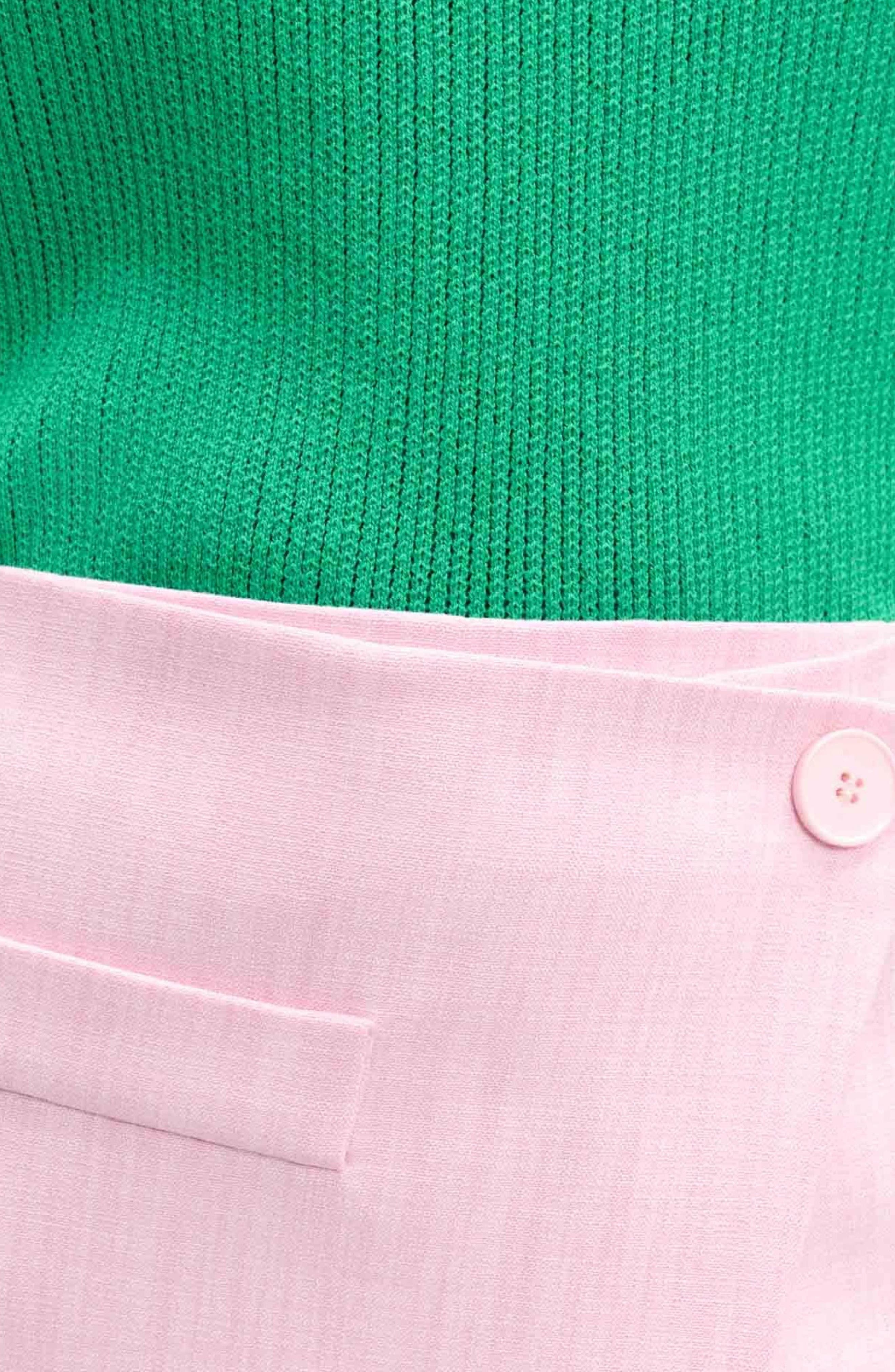 maje Pointelle knit crochet polo in Green /White at Nordstrom - 6