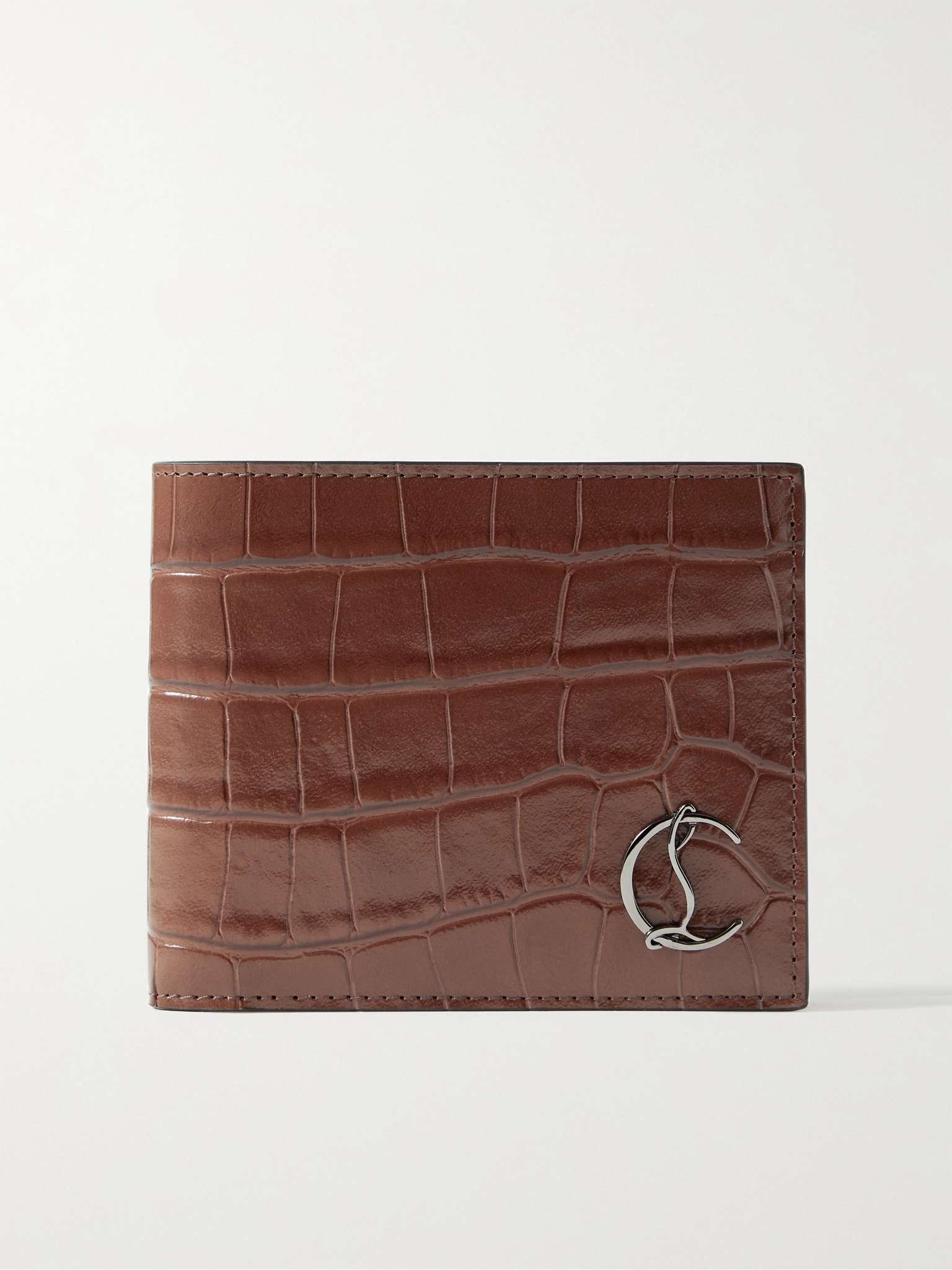 Croc-Effect Leather Billfold Wallet - 1