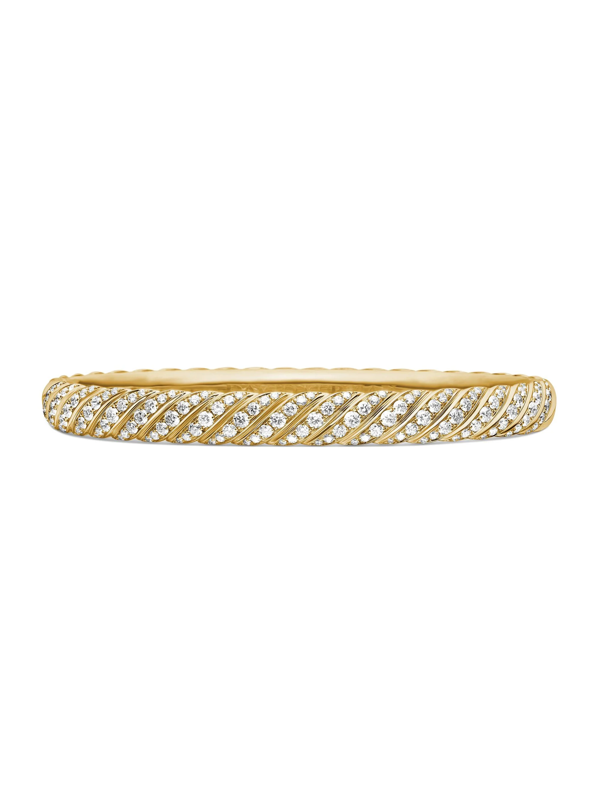 Women's Sculpted Cable Bangle Bracelet in 18K Yellow Gold - Diamond - 1
