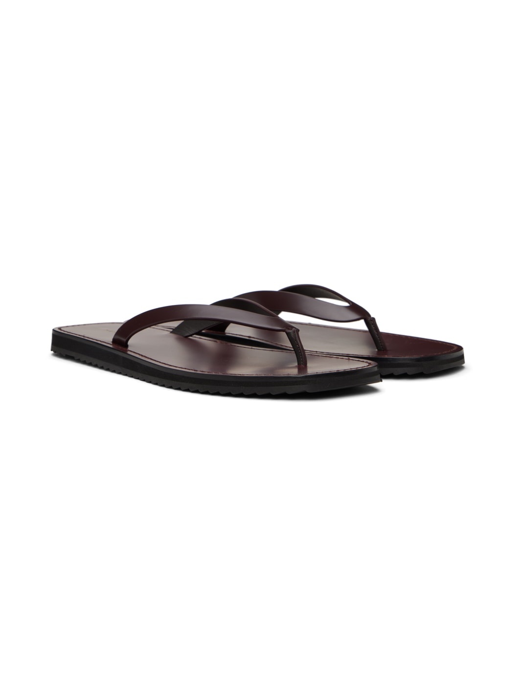 Burgundy City Flat Sandals - 4