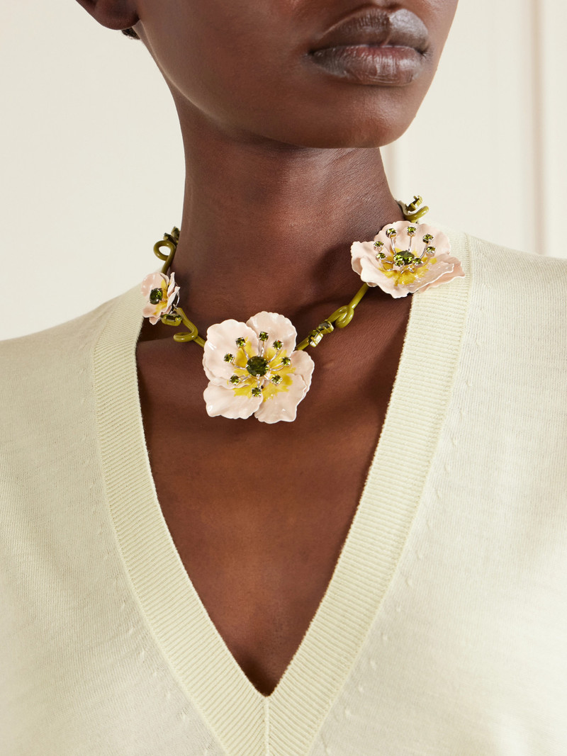 Simone Rocha Turbo Blooming Poppy Silver-tone, Crystal And Resin Necklace outlook