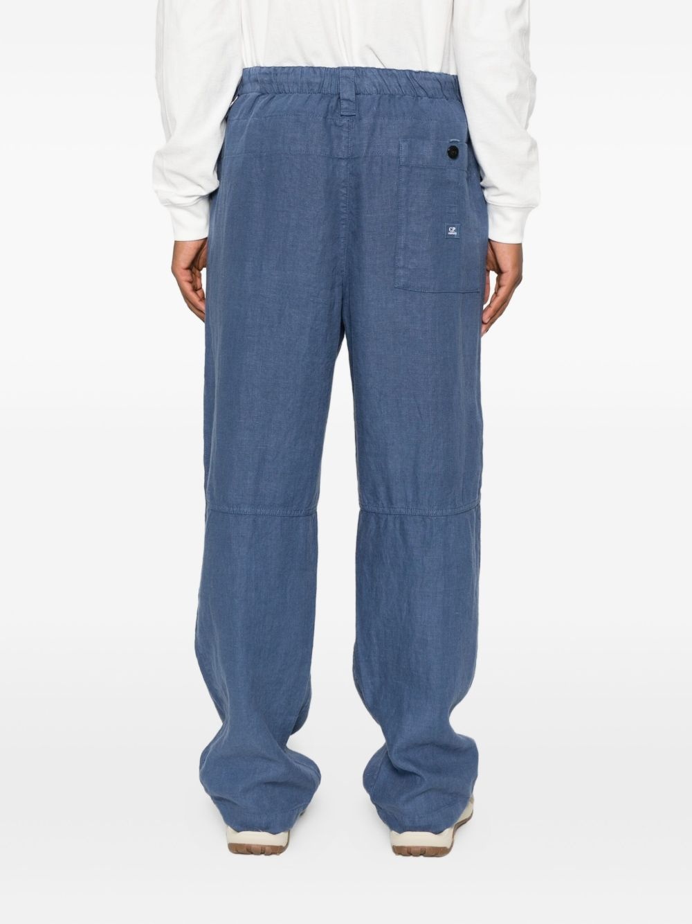 pocket-detail linen trousers - 4