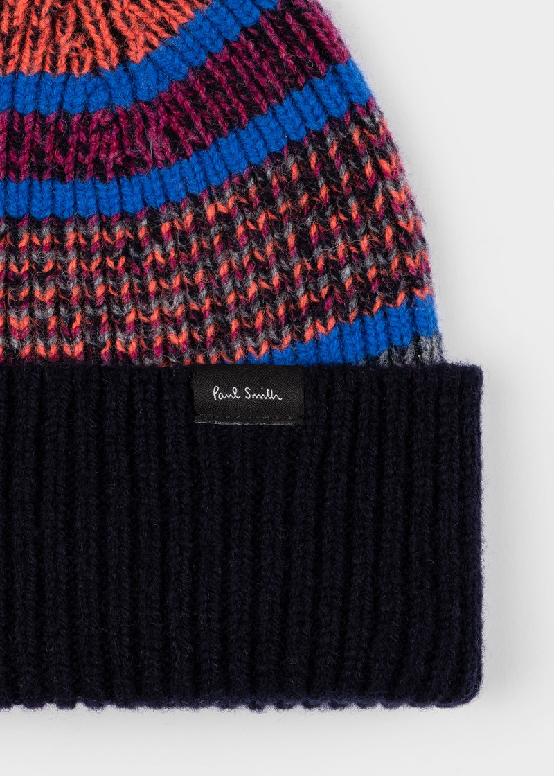 Paul Smith Block Stripe Lambswool Beanie Hat outlook