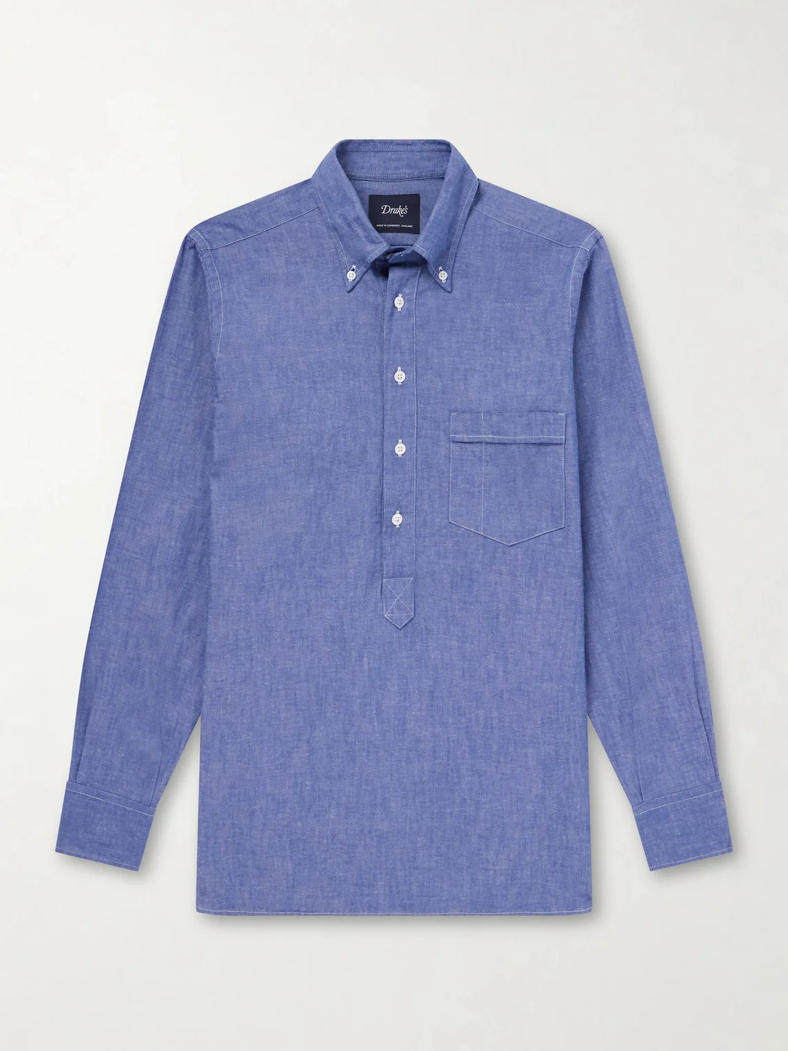 Button-Down Collar Cotton and Linen-Blend Polo Shirt - 1