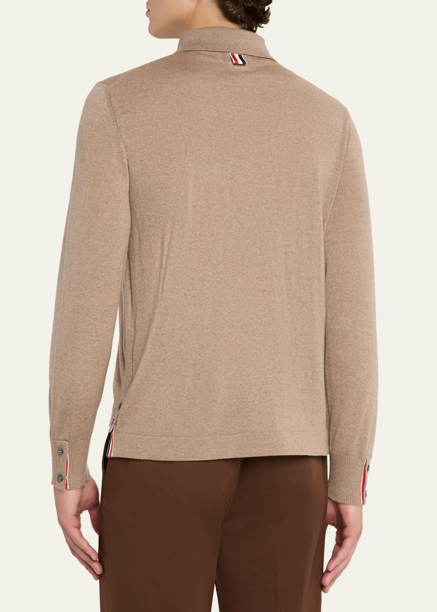 Men's Wool Knit Grosgrain-Trim Pocket Cardigan - 3