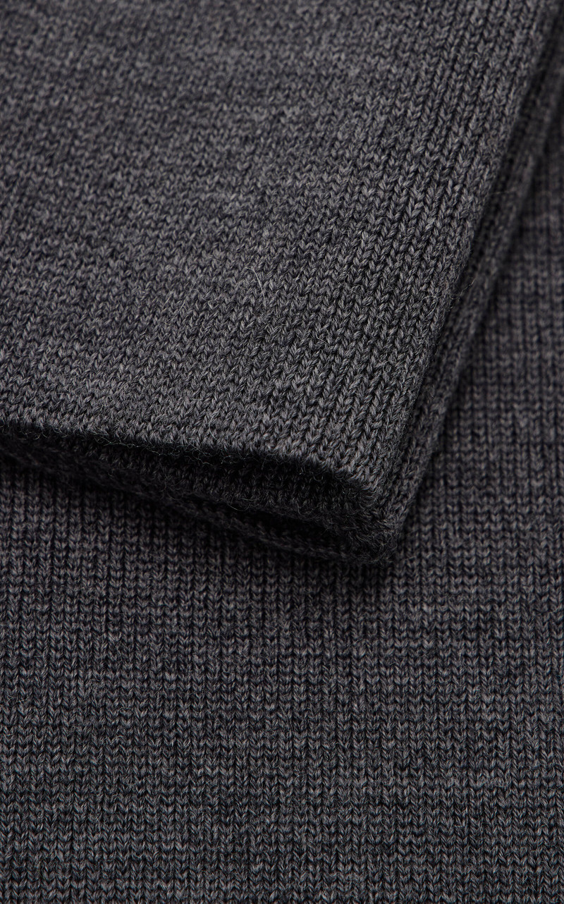 BRANDON MAXWELL Long Wool Knitted Scarf dark grey outlook