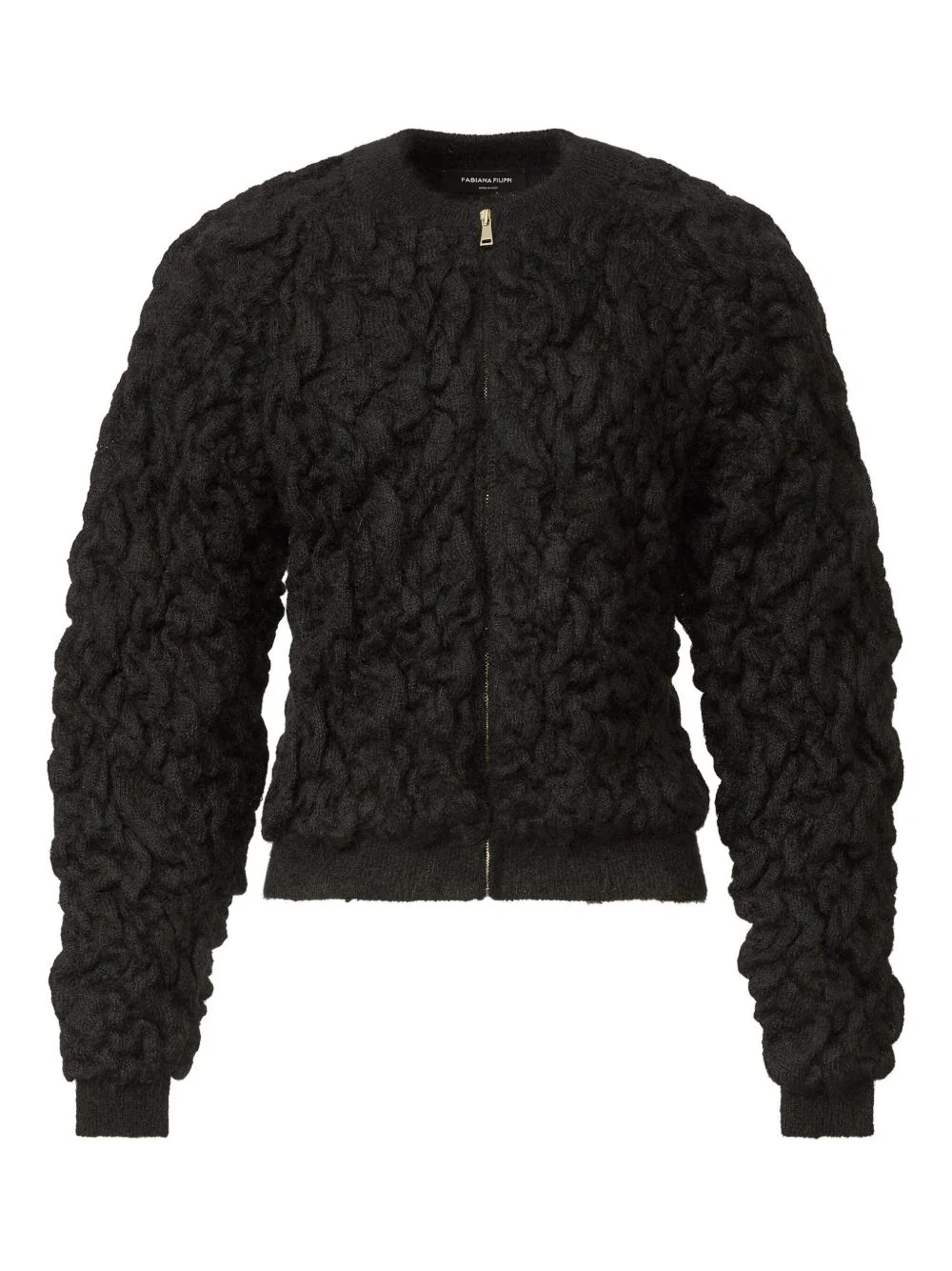 bubble-knit zip-front cardigan - 1