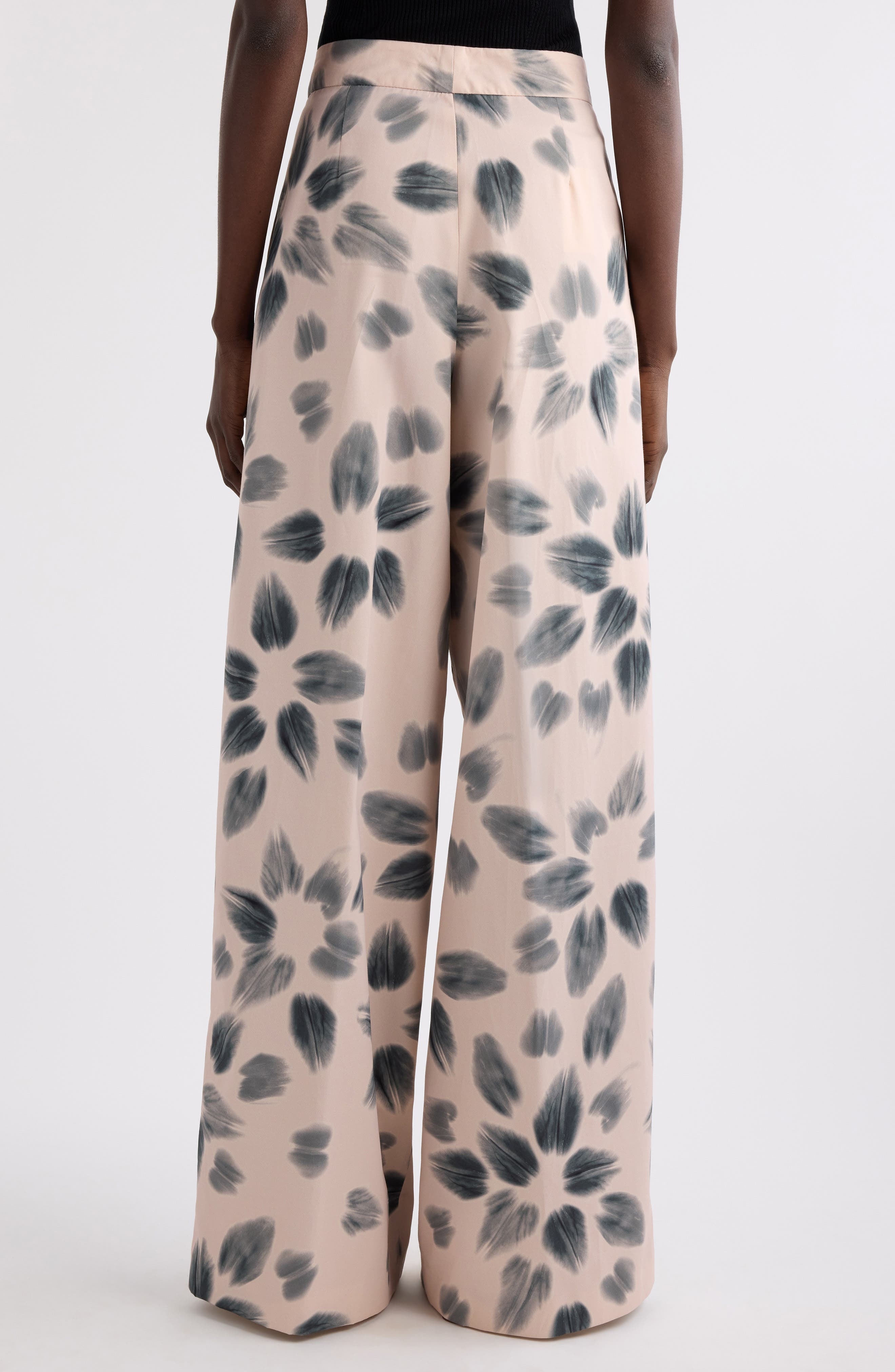 Dries Van Noten Pamplona Floral Pleated Wide Leg Pants in Blush at Nordstrom - 3