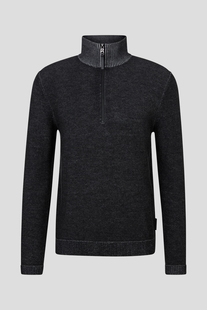 Lias Merino-blend half-zip pullover in Black - 1