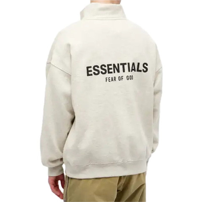 ESSENTIALS Fear of God Essentials Mockneck Half Zip Sweatshirt 'Light Heather Oatmeal' 192SP212042F outlook