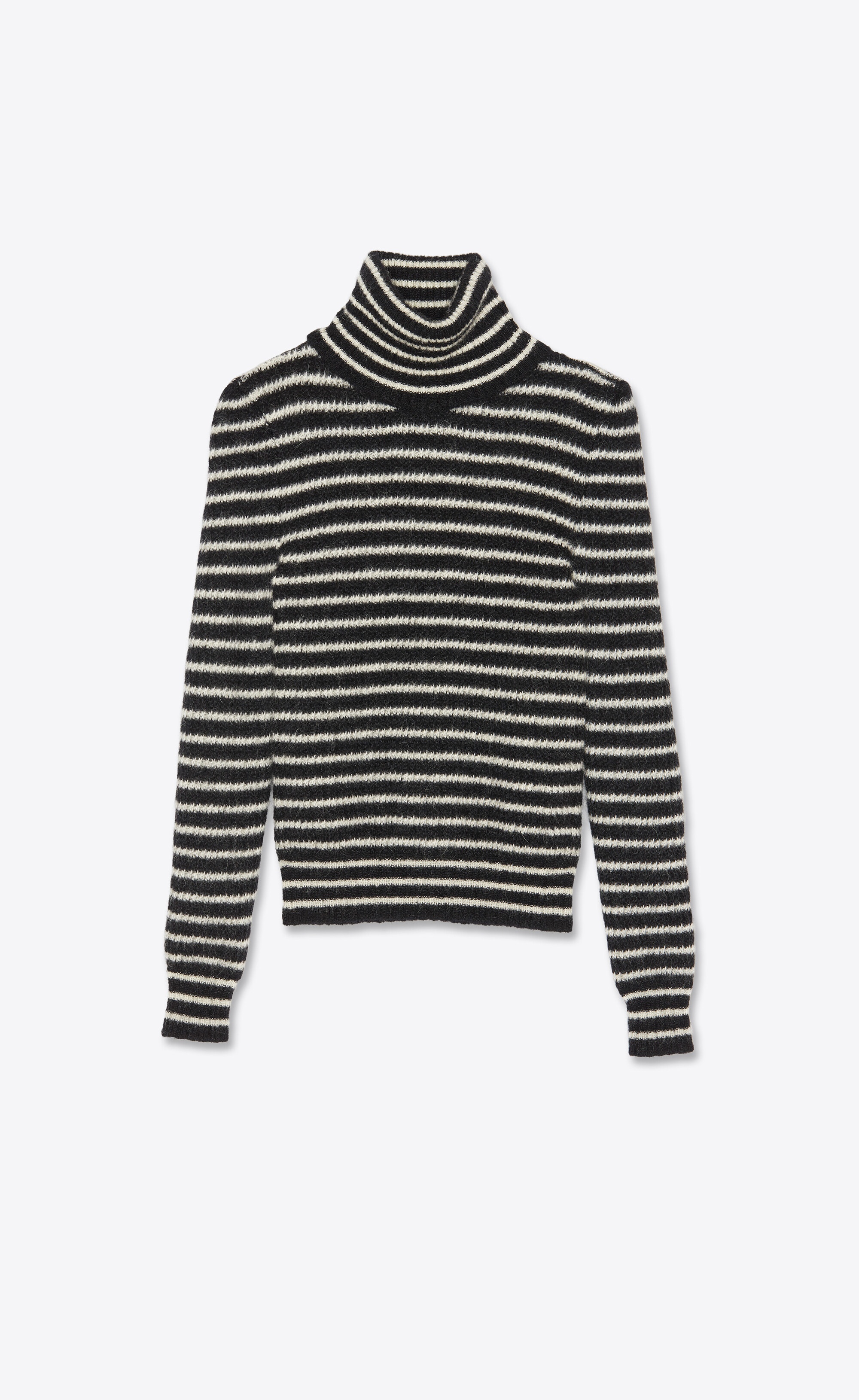 striped turtleneck sweater in mohair - 1