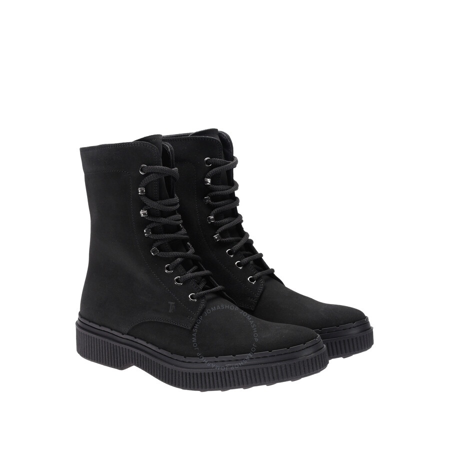 Tods Men's Black Suede Lace-Up Stivaletto Gomma Ankle Boots - 2