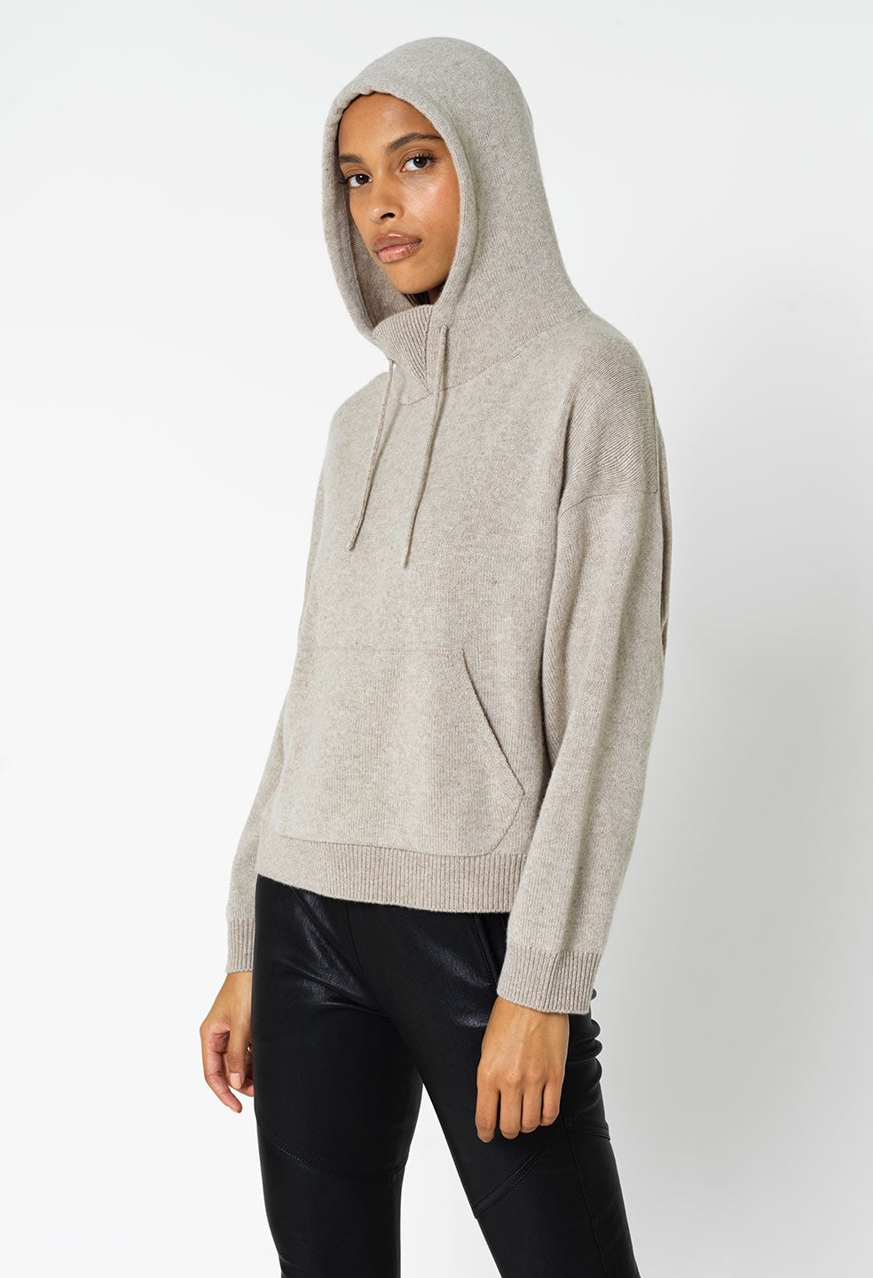 TWO TONE CASHMERE HOODIE - 5