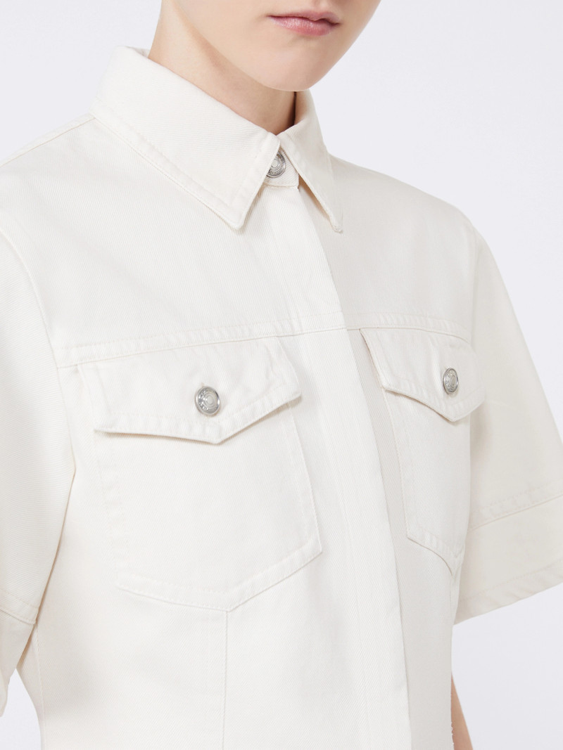 ONTANO Slim-fit bull denim shirt - BEIGE 6
