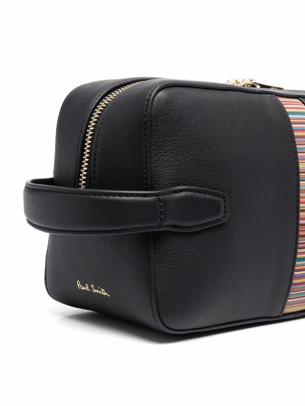 signature-stripe leather wash bag - 3