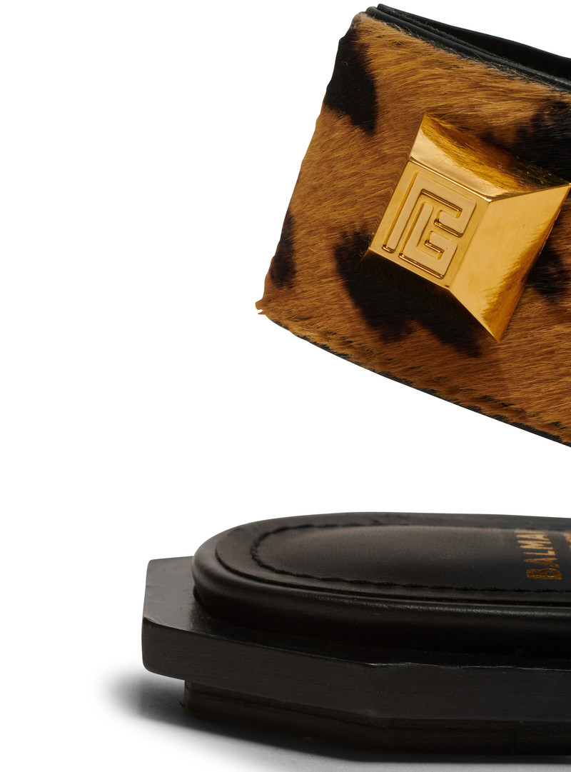 Balmain Ana flat mules in leopard-effect leather outlook